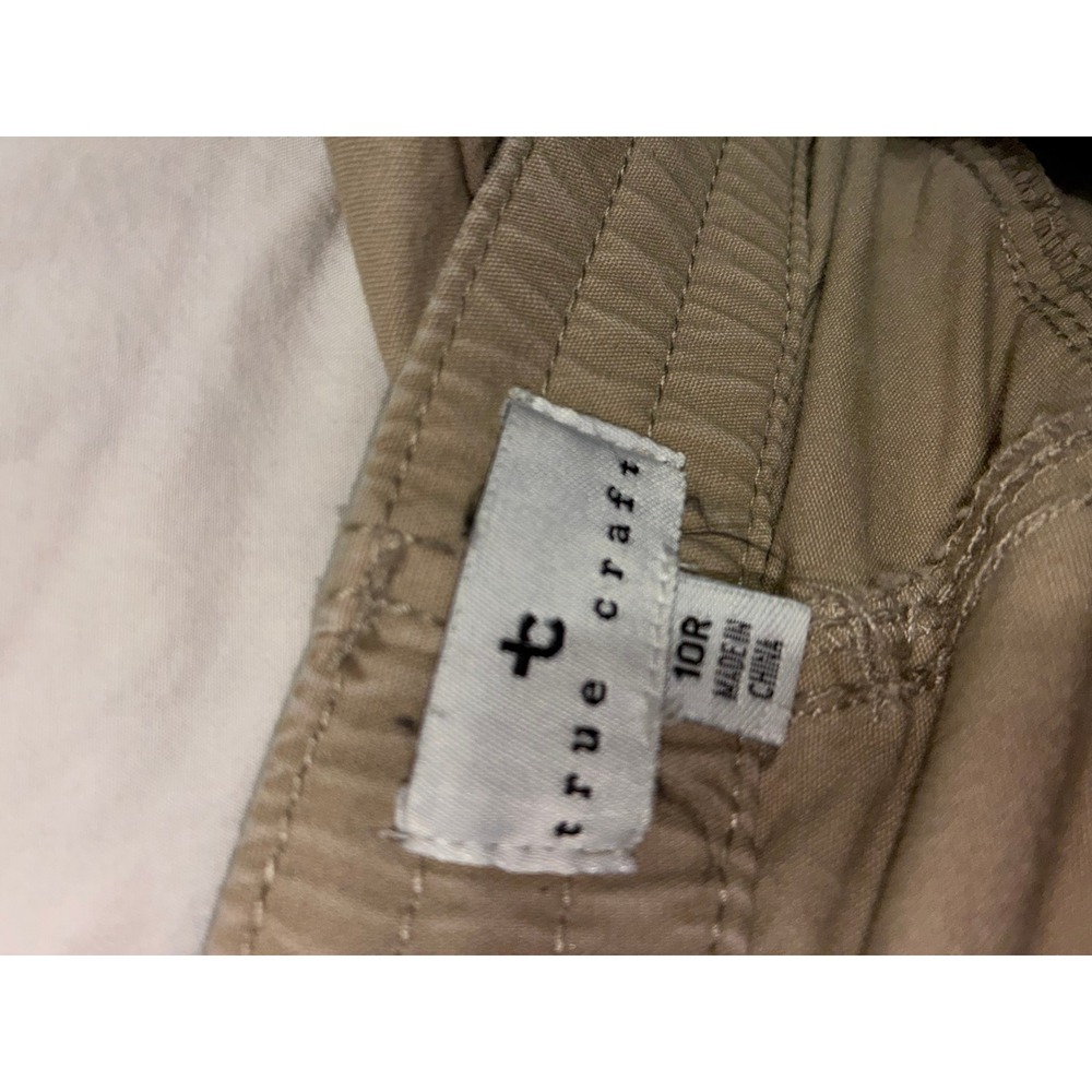 True Craft Tan Khaki Cargo Pants Womens Size 10R Elastic Waist Utility Straight